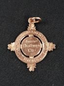 9 CARAT GOLD IRISH FOOTBALL MEDAL - IRISH FOOTBALL ASSOCIATION LTD JUNIOR CHALLENGE CUP DATED 1924-