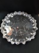 SOLID SILVER TRAY - SHEFFIELD - WITH 'ULSTER WOMEN'S UNIONIST COUNCIL' INSCRIPTION 1914 CIRCA 966 G