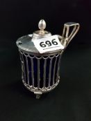 CONTINENTAL SILVER POT WITH BRISTOL BLUE LINER