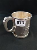 SILVER CHRISTENING MUG - BIRMINGHAM (WITH INSCRIPTION DATING TO 1860) 140.7G 8CM TALL