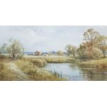 HENRY J KINNAIRD - WATERCOLOUR - LANDSCAPE 39CM X 20CM