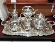 AMERICAN STERLING SILVER COFFEE/TEA SERVICE BY GORHAM, CONSISTING OF; COFFEE POT 10.5" TEAPOT 9.