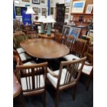 DINING TABLE AND CHAIRS AND 2 CARVERS