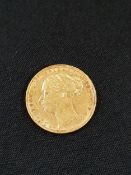 GOLD FULL SOVEREIGN 1881 QUEEN VICTORIA YOUNG HEAD