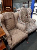 2 WINGBACK ARMCHAIRS