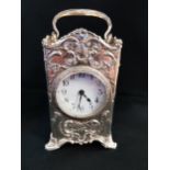 SILVER CASED CARRIAGE CLOCK HALLMARKED STERLING
