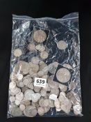 LARGE BAG OF MIXED SILVER AND OTHER COINS