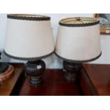 PAIR OF CARVED WOODEN LAMPS