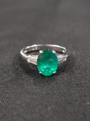 PLATINUM EMERALD AND DIAMOND RING