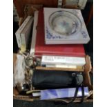BOX OF CASED AND LOOSE CUTLERY AND CAMERA