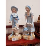 LARGE PAIR OF BISQUE FIGURES