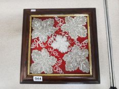 VICTORIAN BEADWORK PICTURE IN ROSEWOOD FRAME
