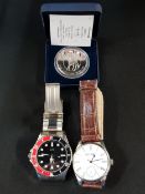 2 GENTS WATCHES AND COIN