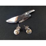 SILVER BROOCH AND EARRINGS