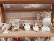 SHELF LOT OF BELLEEK TO INCLUDE EARLY EXAMPLES