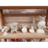 SHELF LOT OF BELLEEK TO INCLUDE EARLY EXAMPLES