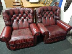 2 OX BLOOD LEATHER CHAIRS