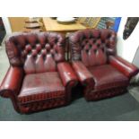 2 OX BLOOD LEATHER CHAIRS