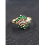 9 CARAT GOLD EMERALD AND DIAMOND RING