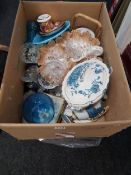 2 BOX LOTS OF GLASSWARE AND ORNAMENTS