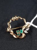 EMERALD AND DIAMOND BROOCH