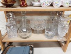 SHELF LOT OF DECANTERS