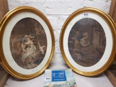 PAIR OF ANTIQUE OVAL PRINTS