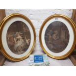 PAIR OF ANTIQUE OVAL PRINTS