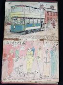 2 COMPLETE SKETCH BOOKS PRE 1940 BY ROBERT GRAY, BANGOR STREET, BELFAST