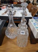 3 DECANTERS TO INCLUDE TYRONE CRYSTAL