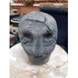 LARGE CLAY/STONE CARVED HEAD SCUPTURE