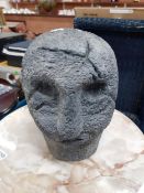 LARGE CLAY/STONE CARVED HEAD SCUPTURE