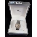 LADIES CHRISTIAN DIOR WATCH WITH MOTHER OF PEARL DIAL SET WITH DIAMONDS AND DIAMOND BEZEL IN WORKING