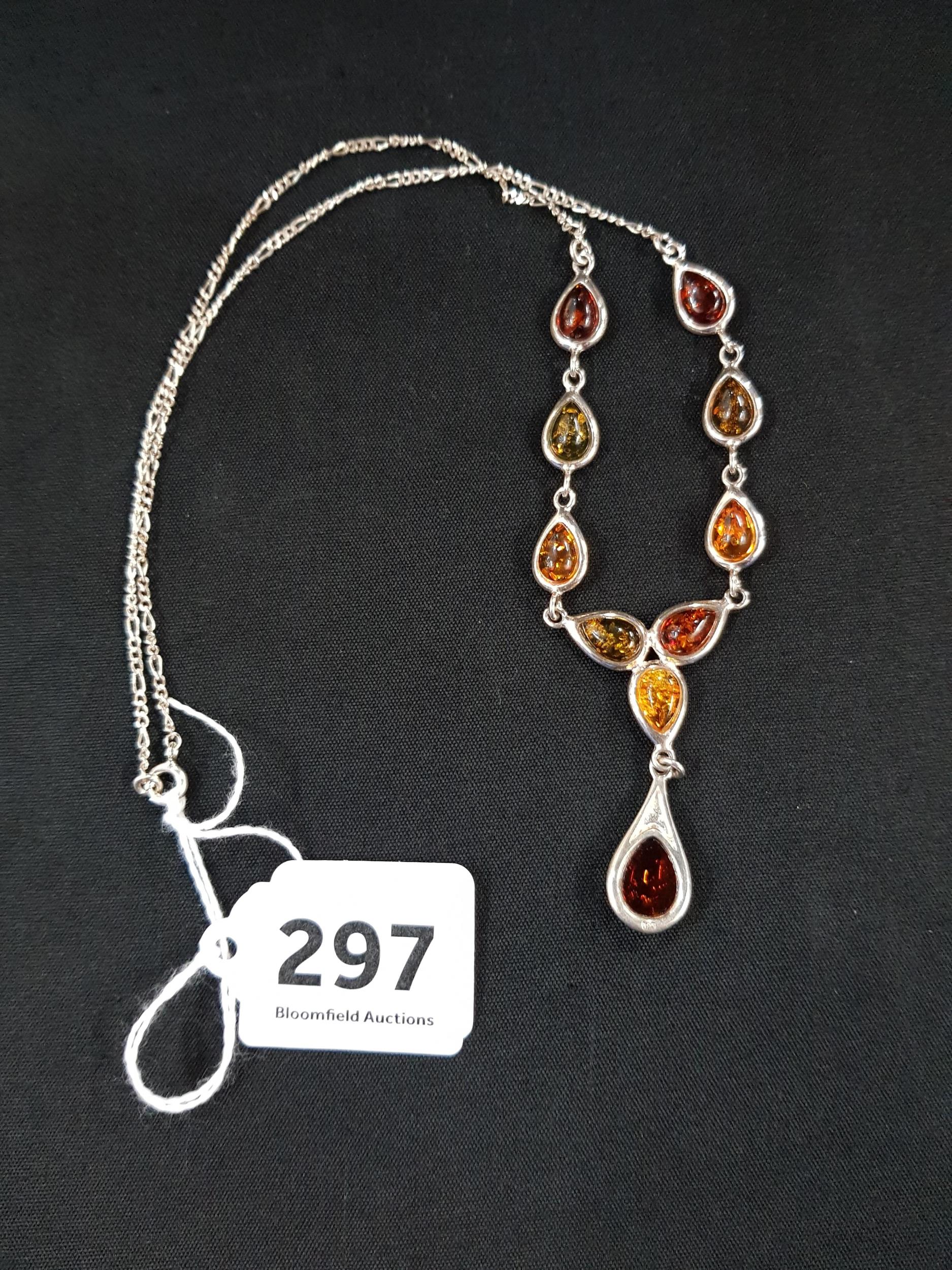 SILVER AND AMBER NECKLACE