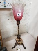 VINTAGE LAMP WITH RUBY STYLE SHADE