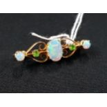 ANTIQUE 15 CARAT GOLD OPAL AND PERIDOT BROOCH 4G