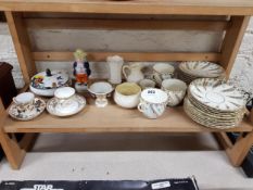 SHELF LOT OF CHINA TO INCLUDE SHELLEY AND BELLEEK