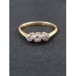 18 CARAT YELLOW GOLD DIAMOND 3 STONE RING