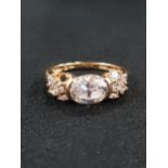 14 CARAT GOLD DRESS RING (1 STONE MISSING)