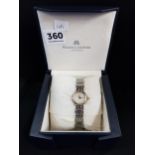 LADIES MAURICE LACROIX WATCH WITH MOTHER OF PEARL DIAL SET WITH DIAMONDS AND CABACHON SAPPHIRE ON