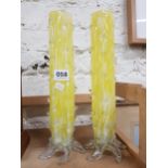 PAIR OF ANTIQUE YELLOW GLASS VASES