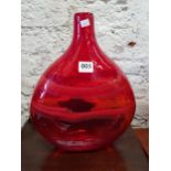 RED GLASS VASE