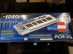 EDIROL MIDI KEYBOARD. PLEASE NOTE THIS IS A MIDI KEYBOARD THERE IS NO SOUND AND IT REQUIRES A