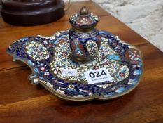 ANTIQUE CLOISONNE INKWELL