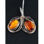 SILVER AND AMBER PAIR OF EARRINGS