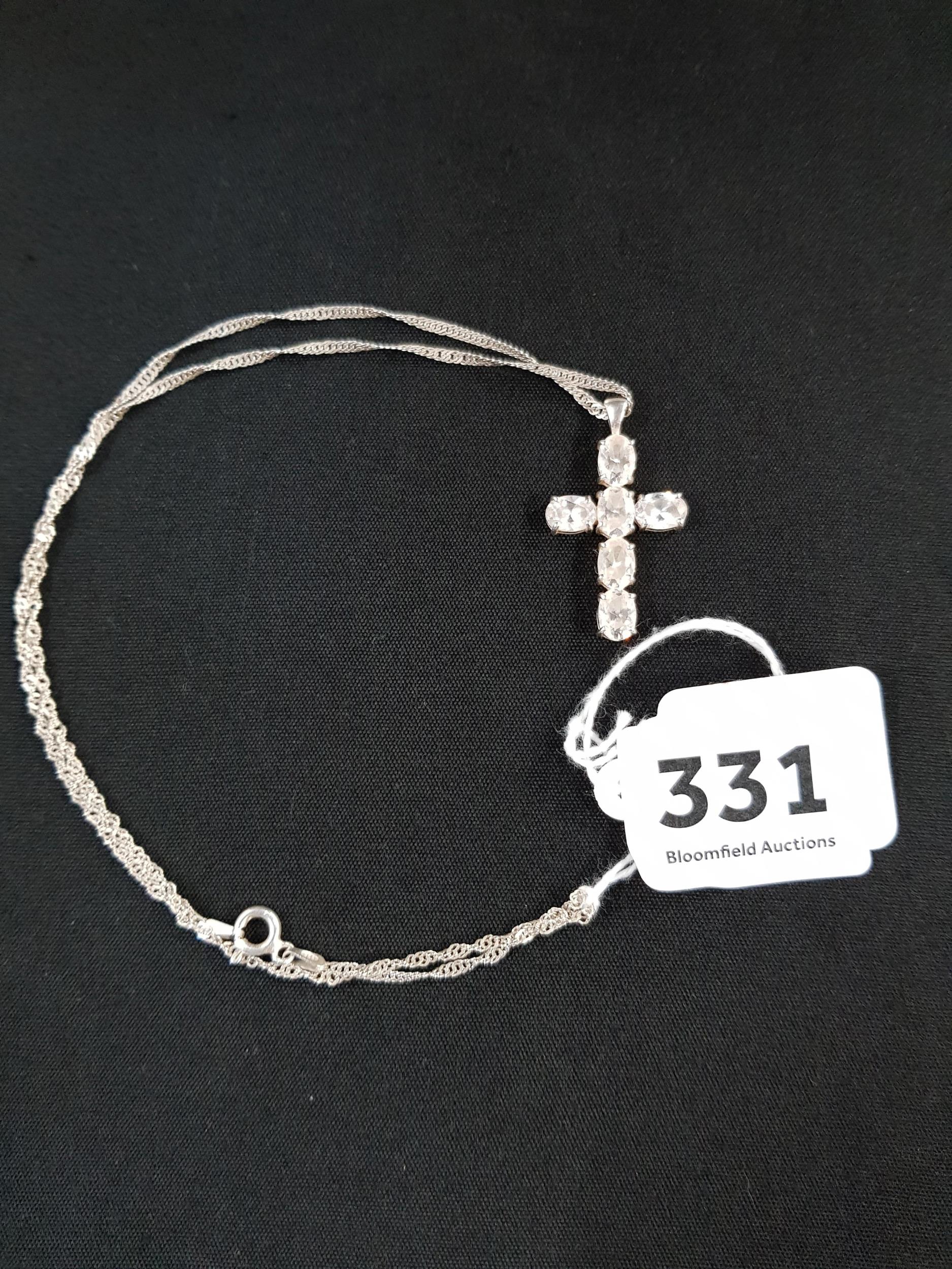 SILVER CRYSTAL CROSS ON CHAIN