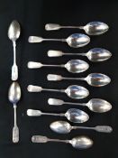 SET OF 12 SILVER TEASPOONS - SHEFFIELD 1898-99 BY WALKER AND HALL CIRCA 228G