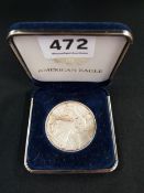 AMERICAN EAGLE. BOXED SILVER COIN.