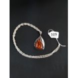 SILVER AND AMBER NECKLACE