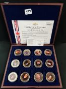 COMPLETE CASED SET OF COINS - KINGS AND QUEENS OF THE UK